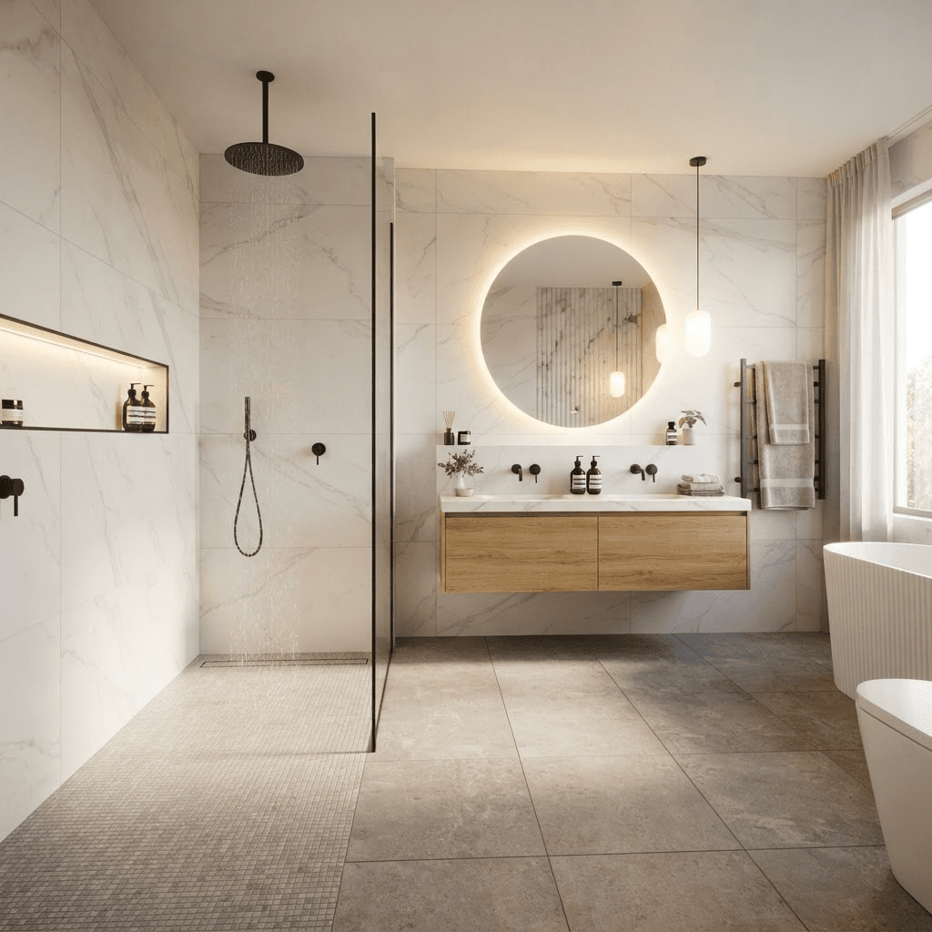 Baño de lujo con ducha italiana